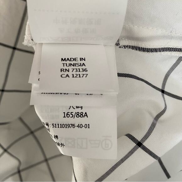 Weekend Max Mara Window Pain Check White Black Blouse Beaded Collar size large - Picture 9 of 9